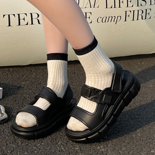 厚底踩屎感拖鞋女2025年夏季新款外穿增高軟底魔術貼海邊沙灘涼鞋 厚底踩屎感拖鞋女2025年夏季新款外穿增高軟底魔術貼海邊沙灘涼鞋