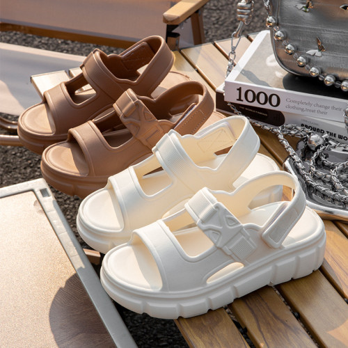 厚底踩屎感拖鞋女2025年夏季新款外穿增高軟底魔術貼海邊沙灘涼鞋 厚底踩屎感拖鞋女2025年夏季新款外穿增高軟底魔術貼海邊沙灘涼鞋