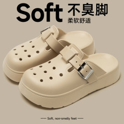 勃肯洞洞鞋2025新款沙灘防滑防臭EVA踩屎感包頭拖鞋女款夏季外穿