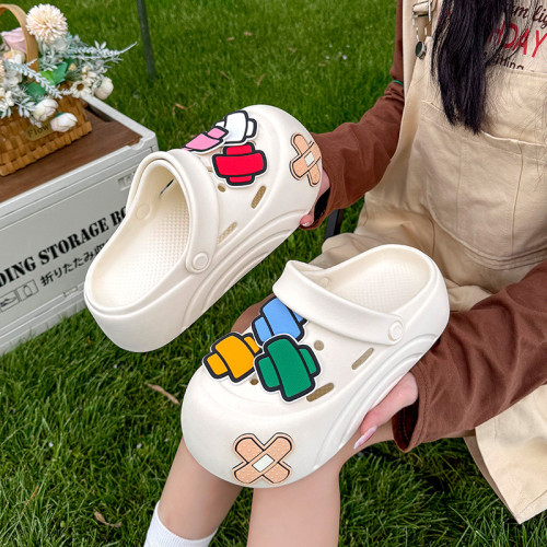 創洞洞鞋女卡通可愛外穿厚底防滑踩屎感涼拖鞋夏包頭沙灘拖鞋 創洞洞鞋女卡通可愛外穿厚底防滑踩屎感涼拖鞋夏包頭沙灘拖鞋
