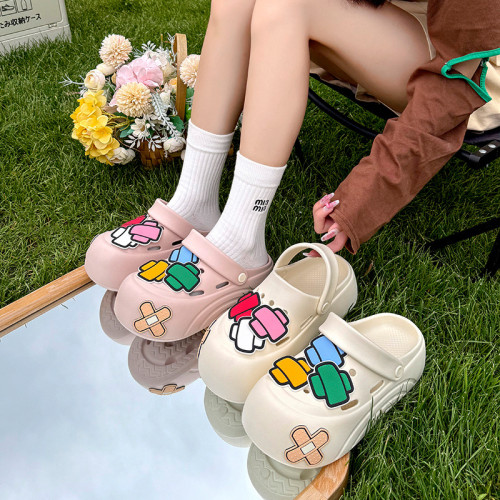 創洞洞鞋女卡通可愛外穿厚底防滑踩屎感涼拖鞋夏包頭沙灘拖鞋 創洞洞鞋女卡通可愛外穿厚底防滑踩屎感涼拖鞋夏包頭沙灘拖鞋