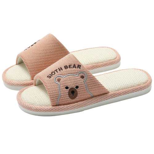 透氣亞麻拖鞋女春秋季卡通小熊家居室內防滑軟底家用地板拖男 透氣亞麻拖鞋女春秋季卡通小熊家居室內防滑軟底家用地板拖男