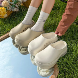 廚師鞋男女款外穿厚底增高包頭拖鞋EVA舒適軟底懶人一腳蹬穆勒鞋