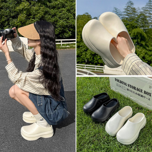 廚師鞋男女款外穿厚底增高包頭拖鞋EVA舒適軟底懶人一腳蹬穆勒鞋 廚師鞋男女款外穿厚底增高包頭拖鞋EVA舒適軟底懶人一腳蹬穆勒鞋