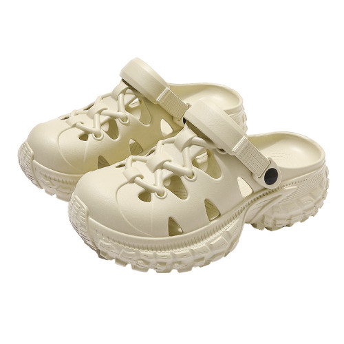 厚底防滑洞洞鞋女款夏季外穿溯谿透氣海邊沙灘包頭eva拖鞋男