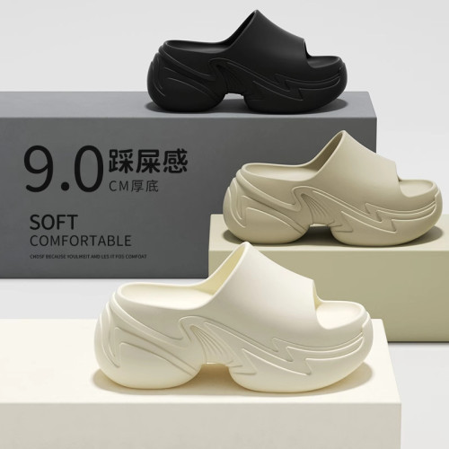 9.0CM超厚底拖鞋女2025爆款網紅增高跟超火絕美松糕底外穿涼拖鞋