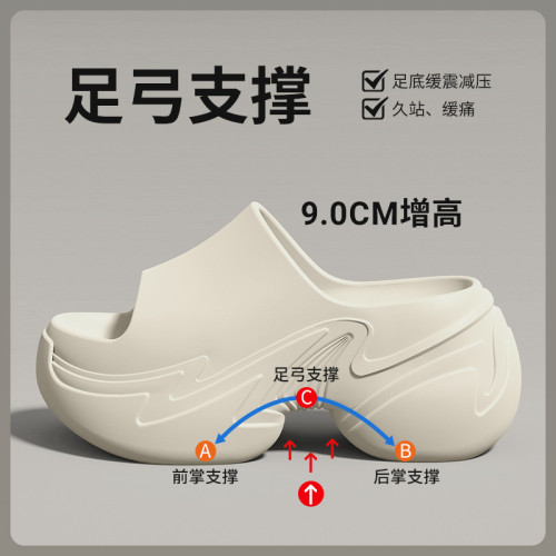 9.0CM超厚底拖鞋女2025爆款網紅增高跟超火絕美松糕底外穿涼拖鞋