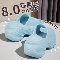 夏季新款厚底涼拖鞋女外穿高跟防滑EVA踩屎感海邊沙灘增高拖鞋女