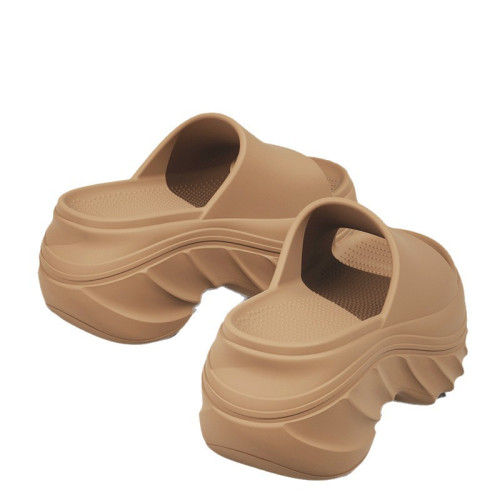 夏季新款厚底涼拖鞋女外穿高跟防滑EVA踩屎感海邊沙灘增高拖鞋女