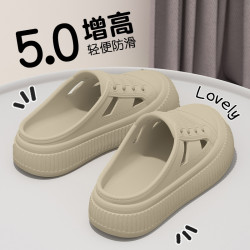 厚底洞洞鞋女夏季2025新款外穿防滑透氣踩屎感海邊沙灘羅馬涼拖鞋