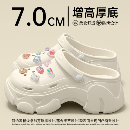 厚底洞洞鞋女款夏季2025新款時尚足弓支撐不累腳外穿涼鞋包頭拖鞋 厚底洞洞鞋女款夏季2025新款時尚足弓支撐不累腳外穿涼鞋包頭拖鞋