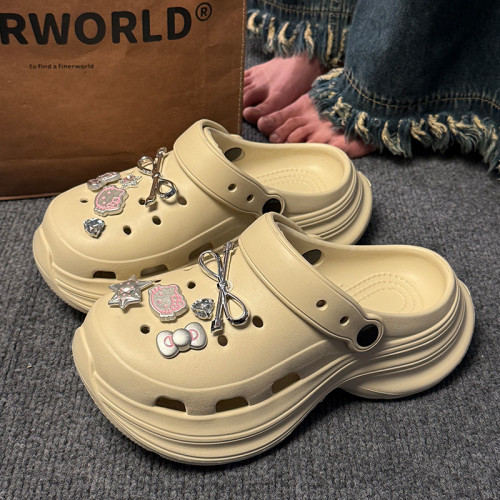 厚底增高洞洞鞋女2025新款外穿超火絕美沙灘防滑可愛包頭涼拖鞋夏 厚底增高洞洞鞋女2025新款外穿超火絕美沙灘防滑可愛包頭涼拖鞋夏