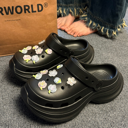 厚底增高洞洞鞋女2025新款外穿超火絕美沙灘防滑可愛包頭涼拖鞋夏 厚底增高洞洞鞋女2025新款外穿超火絕美沙灘防滑可愛包頭涼拖鞋夏