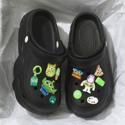 可愛配飾+厚底洞洞鞋女外穿夏季新款可愛包頭涼鞋女式eva沙灘拖鞋