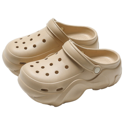 可愛配飾+厚底洞洞鞋女外穿夏季新款可愛包頭涼鞋女式eva沙灘拖鞋