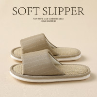 夏季家居亞麻拖鞋女款室內透氣靜音軟底情侶防滑地板涼拖鞋男