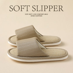 夏季家居亞麻拖鞋女款室內透氣靜音軟底情侶防滑地板涼拖鞋男