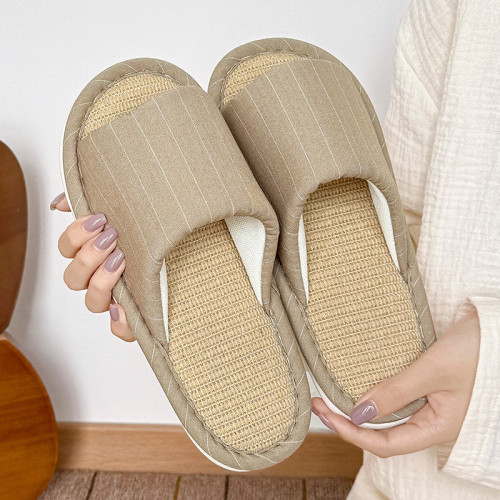 夏季家居亞麻拖鞋女款室內透氣靜音軟底情侶防滑地板涼拖鞋男 夏季家居亞麻拖鞋女款室內透氣靜音軟底情侶防滑地板涼拖鞋男