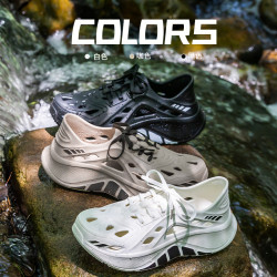 厚底洞洞鞋男款夏季外穿防滑防臭踩屎感拖鞋戶外釣魚溯谿沙灘涼鞋