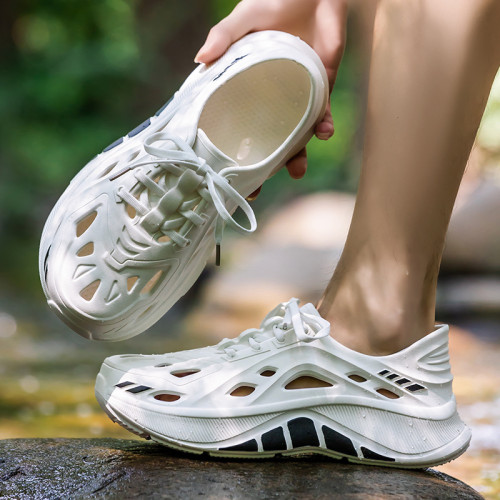 厚底洞洞鞋男款夏季外穿防滑防臭踩屎感拖鞋戶外釣魚溯谿沙灘涼鞋