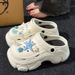 厚底洞洞鞋女2025新款夏季外穿防滑防臭海邊沙灘鞋增高eva涼拖鞋