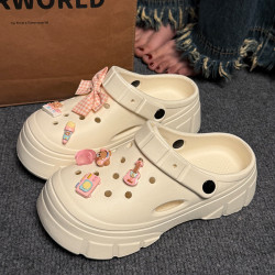 厚底洞洞鞋女款夏季外穿網紅絕美海邊沙灘防滑包頭增高涼拖鞋女夏