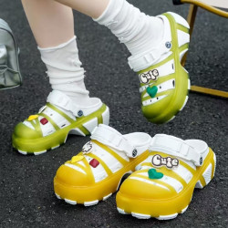 2025新款果凍殼洞洞鞋女爆款戶外厚底增高軟底防滑涼拖鞋網紅