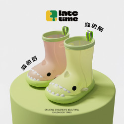 鯊魚變色雨靴男女童卡通嬰幼兒中小童雨靴可愛寶寶戶外穿膠鞋水鞋