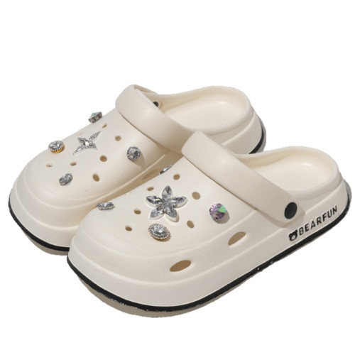 踩屎感洞洞鞋女夏外穿防滑網紅超火沙灘厚底eva防臭包頭涼拖鞋男