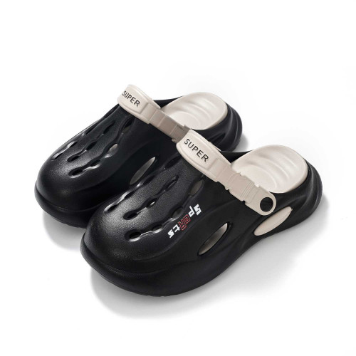 時尚洞洞鞋男士夏季外穿運動耐磨包頭涼鞋防滑厚底踩屎感沙灘涼拖