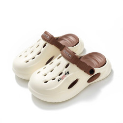 時尚洞洞鞋男士夏季外穿運動耐磨包頭涼鞋防滑厚底踩屎感沙灘涼拖