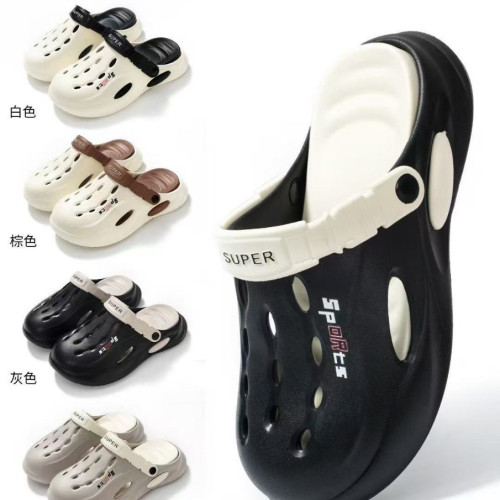 時尚洞洞鞋男士夏季外穿運動耐磨包頭涼鞋防滑厚底踩屎感沙灘涼拖 時尚洞洞鞋男士夏季外穿運動耐磨包頭涼鞋防滑厚底踩屎感沙灘涼拖