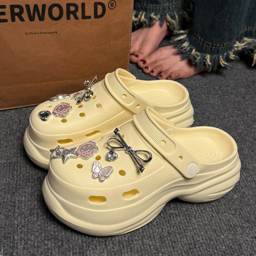 ins時尚洞洞鞋女夏季外穿2025新款厚底增高踩屎感沙灘包頭涼拖鞋 ins時尚洞洞鞋女夏季外穿2025新款厚底增高踩屎感沙灘包頭涼拖鞋