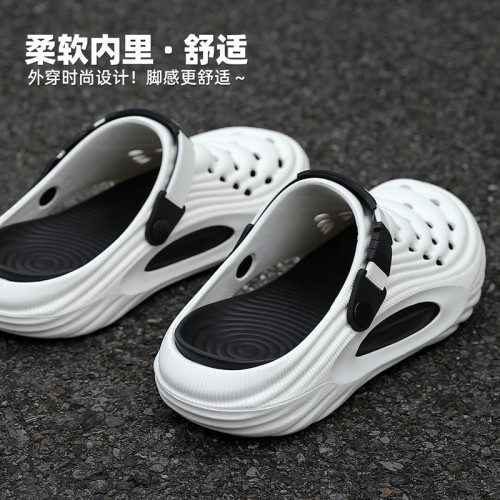 踩屎感拖鞋男士居家戶外開車兩用沙灘洞洞鞋夏季包頭涼拖透氣防滑