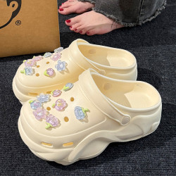 厚底洞洞鞋女款夏季外穿增高eva沙灘防滑防臭辦公室包頭涼拖鞋女