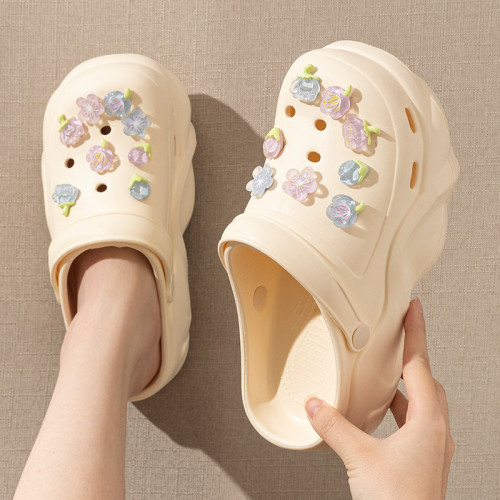 厚底洞洞鞋女款夏季外穿增高eva沙灘防滑防臭辦公室包頭涼拖鞋女