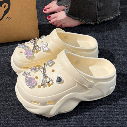 厚底洞洞鞋女款夏季外穿增高eva沙灘防滑防臭辦公室包頭涼拖鞋女