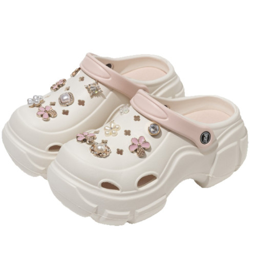 ins時尚拼色厚底洞洞鞋女夏季外穿防臭沙灘涼鞋戶外增高包頭拖鞋 ins時尚拼色厚底洞洞鞋女夏季外穿防臭沙灘涼鞋戶外增高包頭拖鞋