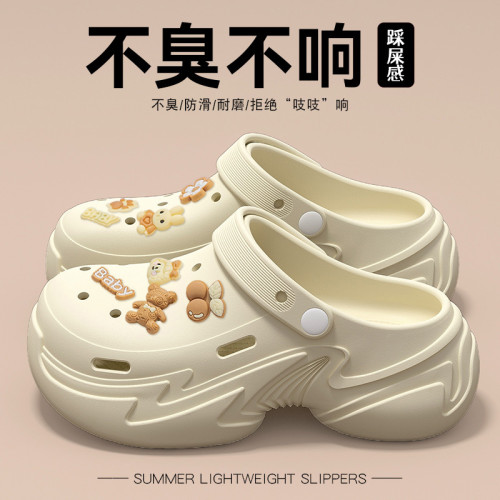 黑白煤球厚底洞洞鞋女款夏季新款外穿沙灘防滑防臭包頭涼拖鞋女士 黑白煤球厚底洞洞鞋女款夏季新款外穿沙灘防滑防臭包頭涼拖鞋女士