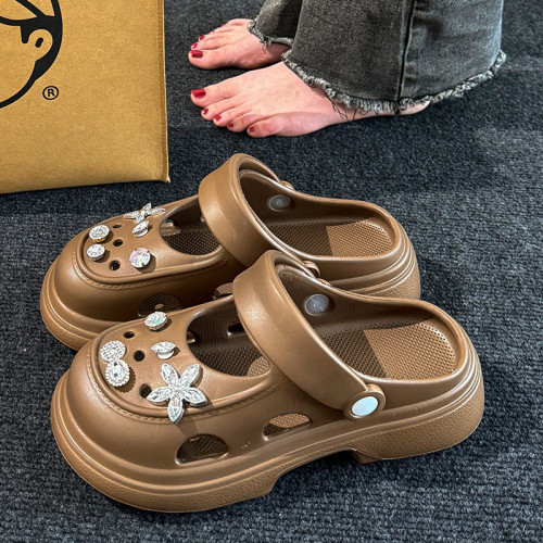 瑪麗珍洞洞鞋女夏季可愛踩屎感外穿ins少女心防滑厚底包頭涼拖鞋