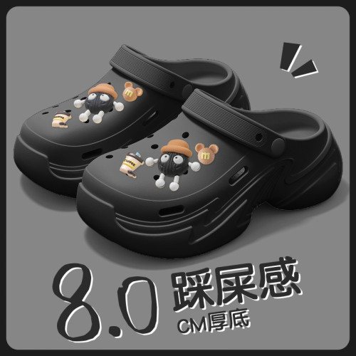 煤球洞洞鞋女款2025新款外穿沙灘鞋防滑防臭包頭厚底涼拖鞋女士 煤球洞洞鞋女款2025新款外穿沙灘鞋防滑防臭包頭厚底涼拖鞋女士