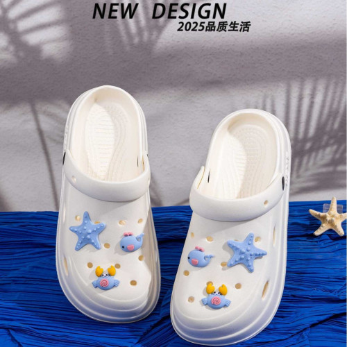 2025新款洞洞鞋女士夏季外穿厚底踩屎感防滑包頭海邊沙灘涼拖鞋女 2025新款洞洞鞋女士夏季外穿厚底踩屎感防滑包頭海邊沙灘涼拖鞋女