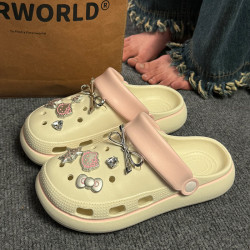 ins超火厚底洞洞鞋女款2025新款夏季外穿防滑沙灘eva包頭涼拖鞋女