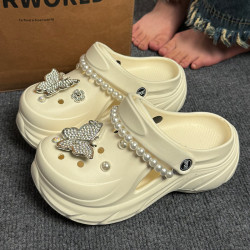 厚底洞洞鞋女夏外穿防臭ins網紅絕美沙灘配裙子包頭增高涼拖鞋女