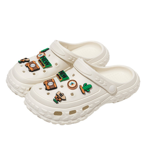 夏季男士踩屎感厚底洞洞鞋釣魚戶外耐磨包頭涼鞋防滑運動外 穿拖 夏季男士踩屎感厚底洞洞鞋釣魚戶外耐磨包頭涼鞋防滑運動外 穿拖