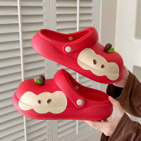 原創多巴胺蘋果洞洞鞋情侶夏季ins居家可愛厚底宿捨涼拖外穿