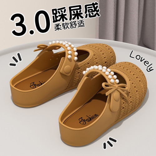 厚底勃肯包頭半拖鞋女夏外穿2025新款一腳蹬配裙子內增高單鞋涼拖