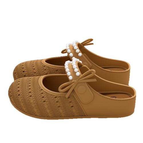 厚底勃肯包頭半拖鞋女夏外穿2025新款一腳蹬配裙子內增高單鞋涼拖