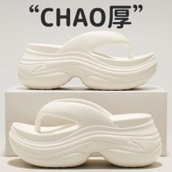 厚底高跟人字拖女夏外穿2025新款海邊沙灘增高涼鞋踩屎感夾腳拖鞋