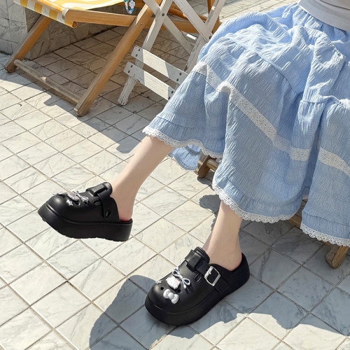 可愛卡通貓咪一字釦帶洞洞鞋女2025夏季新款外穿包頭拖鞋沙灘涼拖 可愛卡通貓咪一字釦帶洞洞鞋女2025夏季新款外穿包頭拖鞋沙灘涼拖